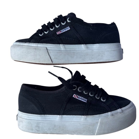 Superga 2790 Platform Sneakers – Black Canvas – Size Women’s 8 - Picture 1 of 8